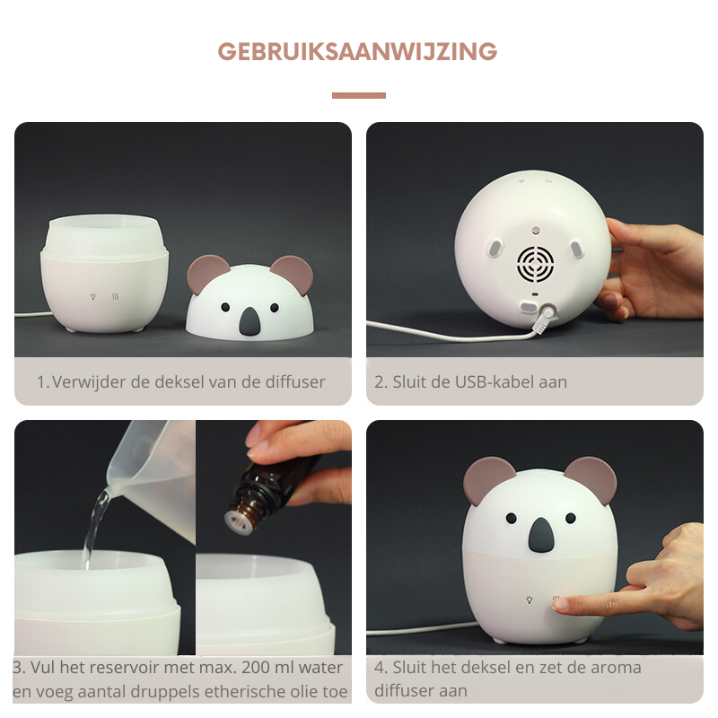 Koala Aroma Diffuser met nachtlampje voor baby's en kinderen