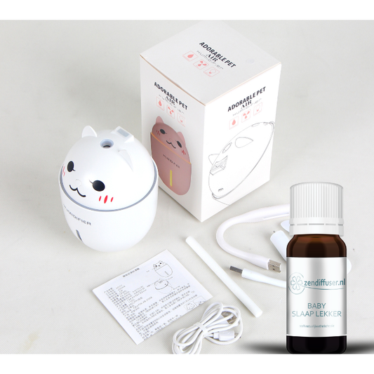 Cadeauset: Aroma Diffuser Kat 3-in-1 + Baby Slaap Lekker olie