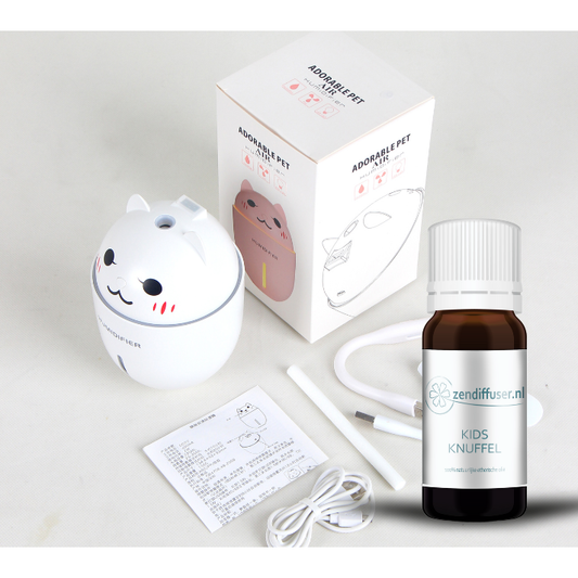 Cadeauset: Aroma Diffuser Kat 3-in-1 + Kids Knuffel olie