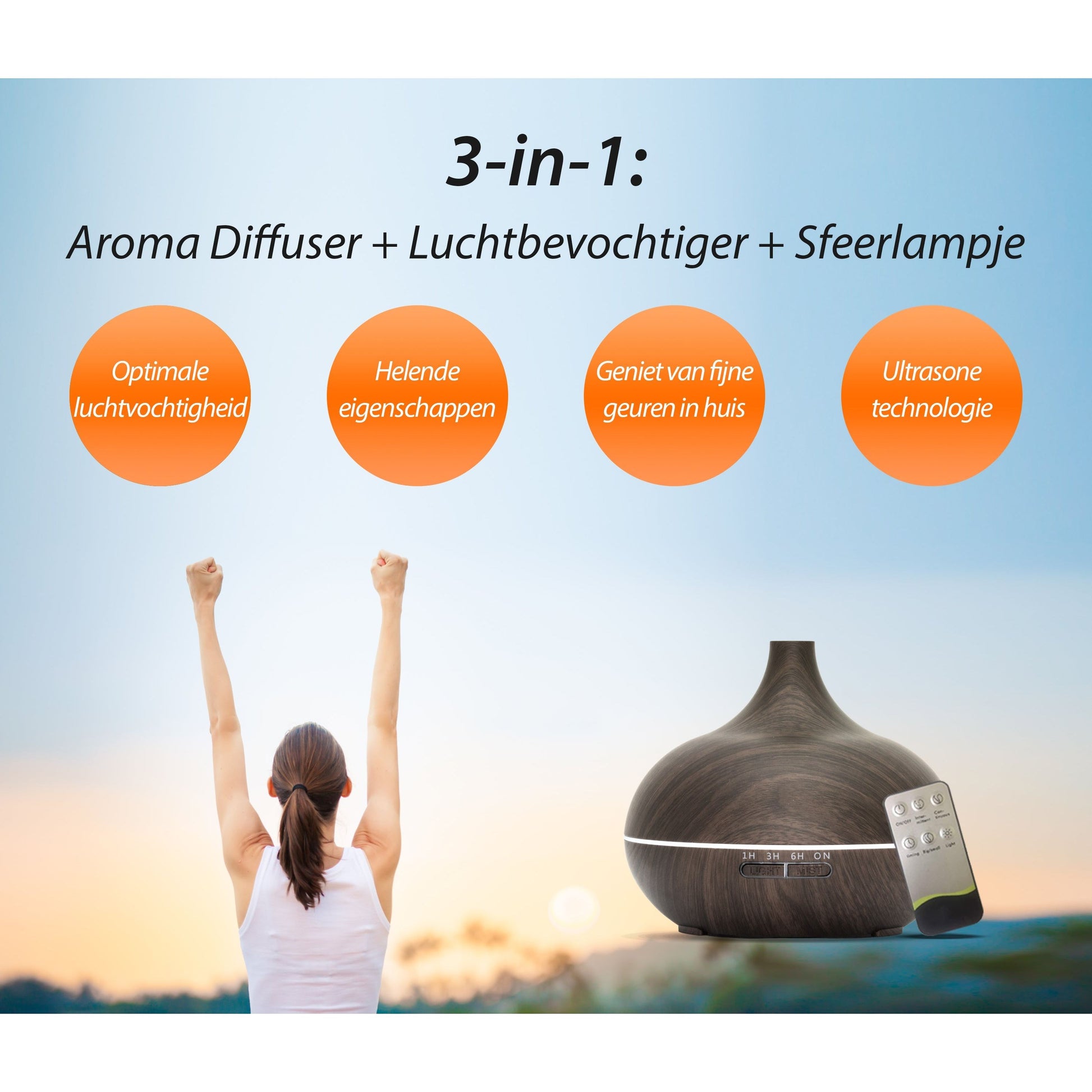 Qi Flow Pro - Donker Hout - Aroma Diffuser