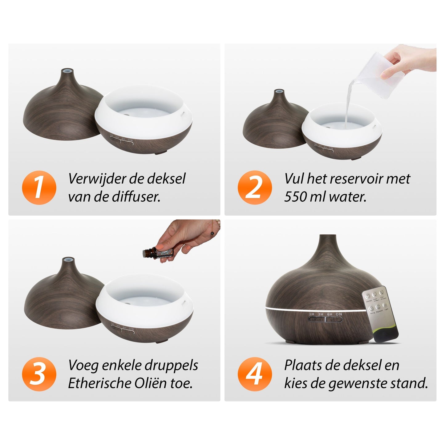 Qi Flow Pro - Donker Hout - Aroma Diffuser