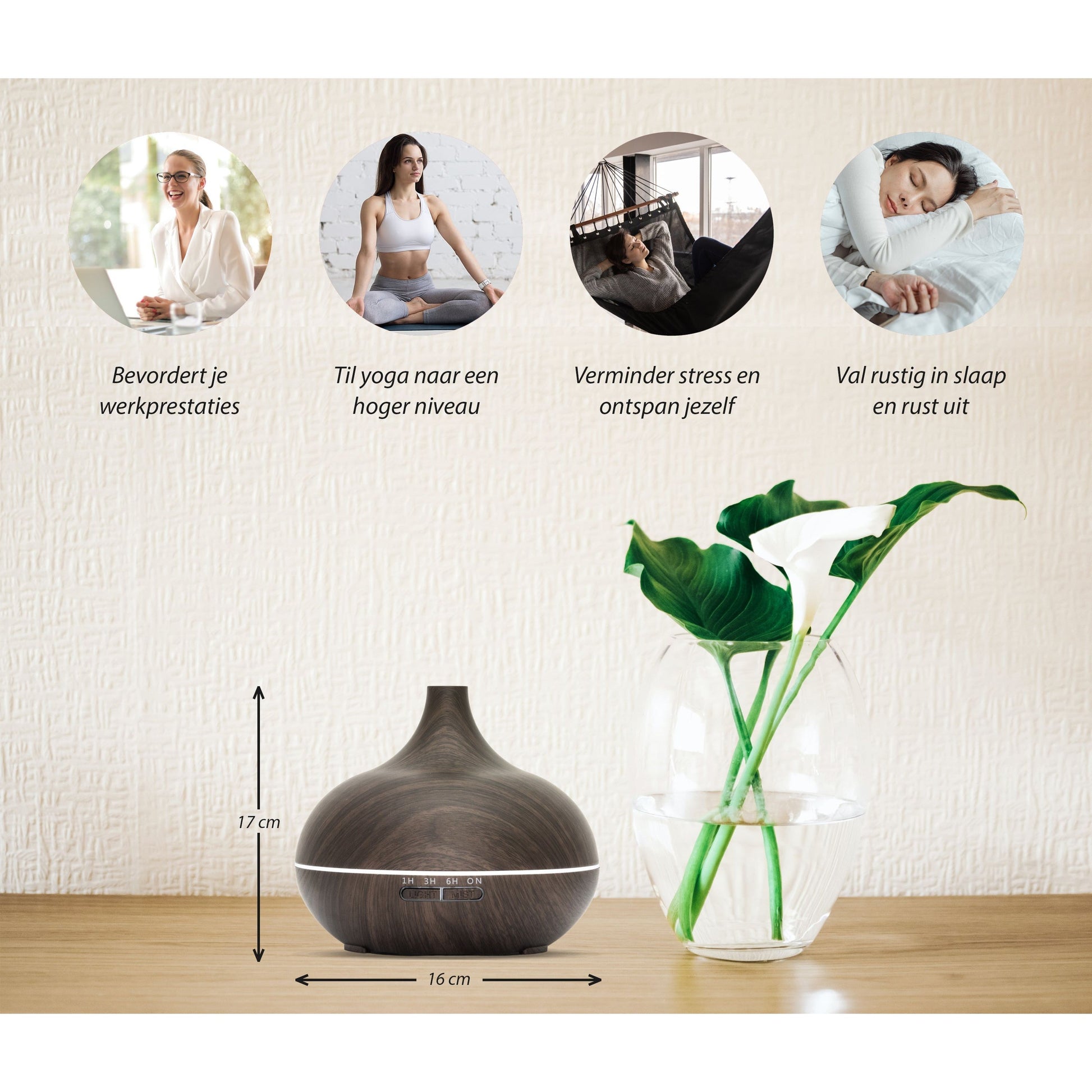 Qi Flow Pro - Donker Hout - Aroma Diffuser