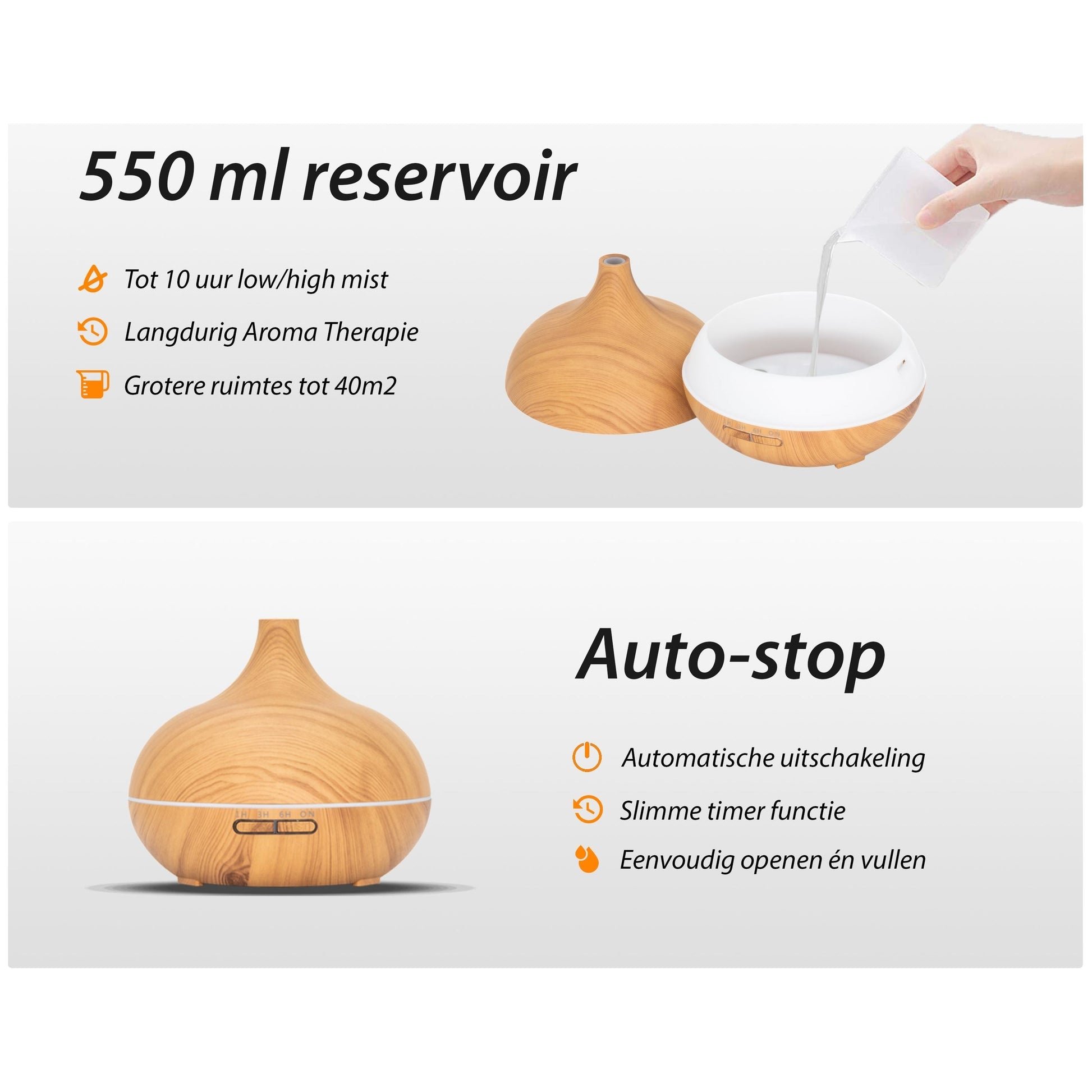 Qi Flow Pro - Licht Hout - Aroma Diffuser