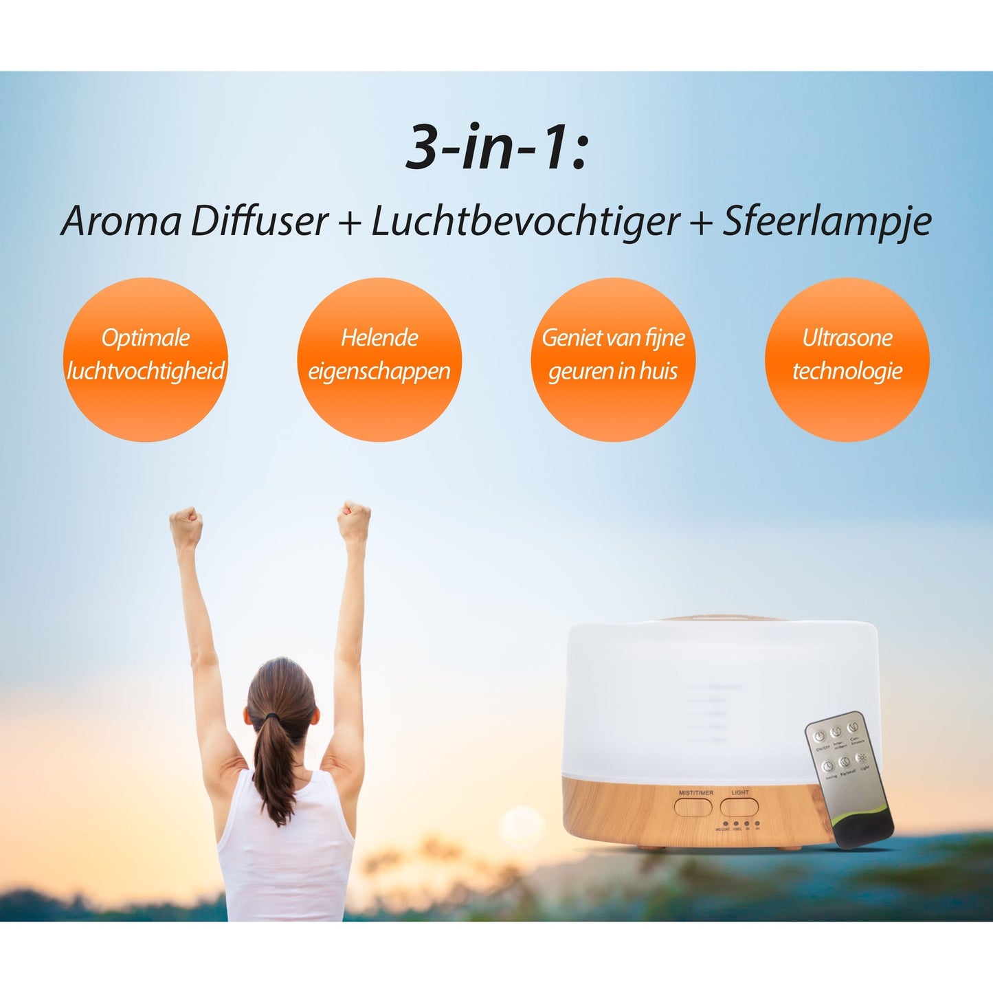 YinYang Balance Pro - Licht Hout - Aroma Diffuser