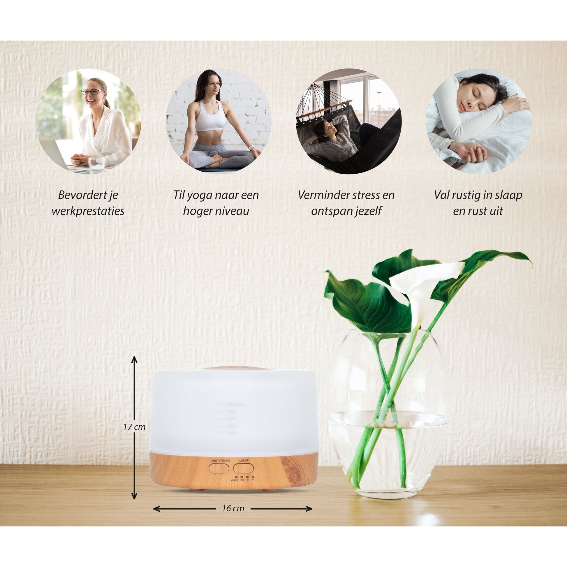 YinYang Balance Pro - Licht Hout - Aroma Diffuser